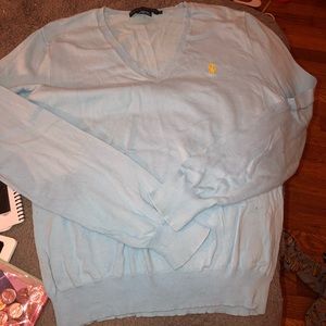 Women’s baby blue polo sweater V-neck